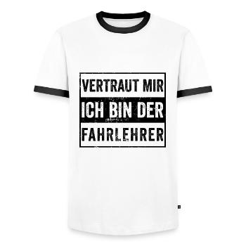 Fahrlehrer Fahrschullehrer Führerschein Geschenk - Männer Kontrast-T-Shirt - Weiß/Schwarz - Vorne - AI Model Female 172 light (172cm) & AI Model Male 178 dark (178cm)