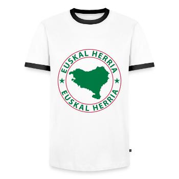 Basques, Euskal Herria, Basken - Männer Kontrast-T-Shirt - Weiß/Schwarz - Vorne - AI Model Female 172 light (172cm) & AI Model Male 178 dark (178cm)