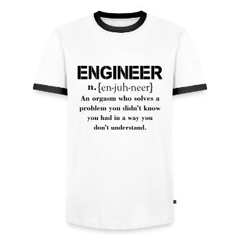 Engineer Definition Funny T-shirt - Men's Ringer Shirt - white/black - Front - AI Model Female 172 light (172cm) & AI Model Male 178 dark (178cm)
