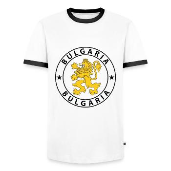 Bulgarie - T-shirt contrasté Homme - blanc/noir - Devant - AI Model Female 172 light (172cm) & AI Model Male 178 dark (178cm)