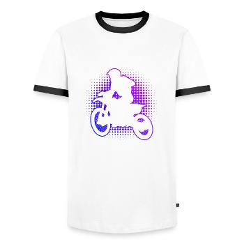 Supermoto Freestyle Motocross Motocross Dirtbike - T-shirt contrasté Homme - blanc/noir - Devant - AI Model Female 172 light (172cm) & AI Model Male 178 dark (178cm)