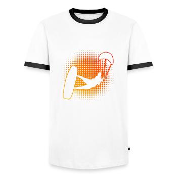 Kite Kitesurfer Men Kitesurfing Kitesurf - Men's Ringer Shirt - white/black - Front - AI Model Female 172 light (172cm) & AI Model Male 178 dark (178cm)