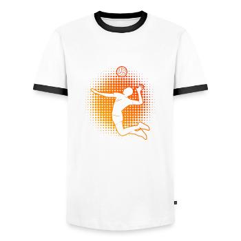 Beach Volley Women's Volleyball Player Beach Volleyba - Men's Ringer Shirt - white/black - Front - AI Model Female 172 light (172cm) & AI Model Male 178 dark (178cm)