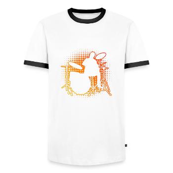 Percussionniste Batterie Batteur Hommes - T-shirt contrasté Homme - blanc/noir - Devant - AI Model Female 172 light (172cm) & AI Model Male 178 dark (178cm)