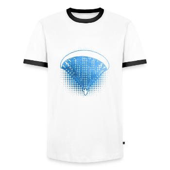 Paragliding Men's Paragliding Paraglider - Men's Ringer Shirt - white/black - Front - AI Model Female 172 light (172cm) & AI Model Male 178 dark (178cm)