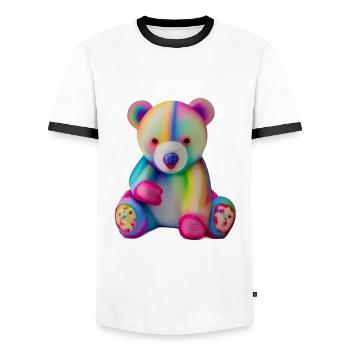 Multicolored teddy bear - Men's Ringer Shirt - white/black - Front - AI Model Female 172 light (172cm) & AI Model Male 178 dark (178cm)
