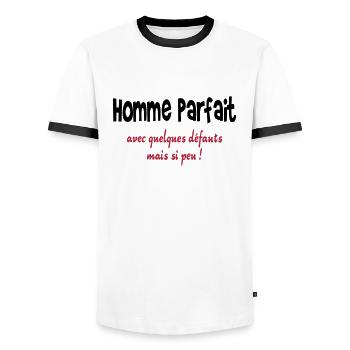 Homme parfait - T-shirt contrasté Homme - blanc/noir - Devant - AI Model Female 172 light (172cm) & AI Model Male 178 dark (178cm)