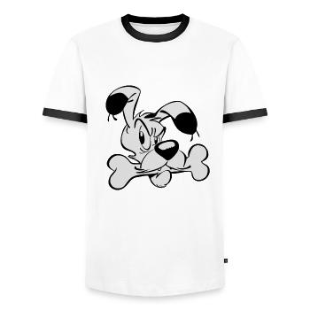 Astérix et Obélix - Idéfix Et Os - T-shirt contrasté Homme - blanc/noir - Devant - AI Model Female 172 light (172cm) & AI Model Male 178 dark (178cm)