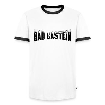 Bad Gastein Skiort (Schnee) - Männer Kontrast-T-Shirt - Weiß/Schwarz - Vorne - AI Model Female 172 light (172cm) & AI Model Male 178 dark (178cm)