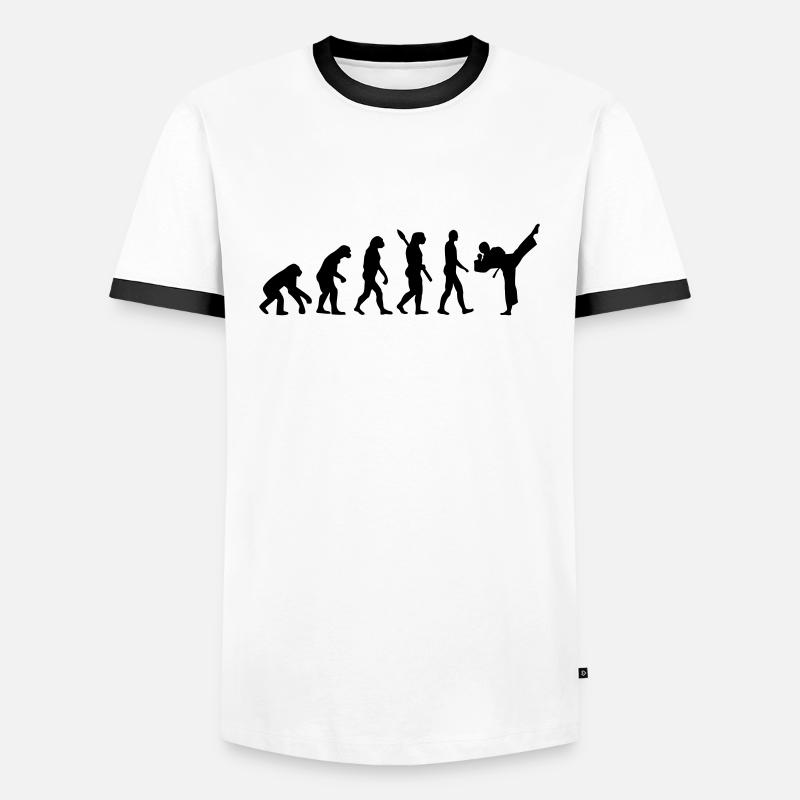 Evolution Karate - Männer Kontrast-T-Shirt - Weiß/Schwarz