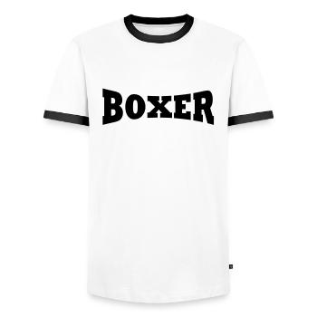 Boxer lettrage - T-shirt contrasté Homme - blanc/noir - Devant - AI Model Female 172 light (172cm) & AI Model Male 178 dark (178cm)