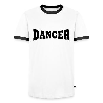 Dancer logo - Men's Ringer Shirt - white/black - Front - AI Model Female 172 light (172cm) & AI Model Male 178 dark (178cm)