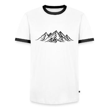 alps mountains huegel hiking urlaug vacation cycling h - Men's Ringer Shirt - white/black - Front - AI Model Female 172 light (172cm) & AI Model Male 178 dark (178cm)