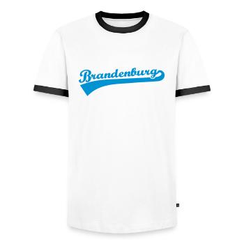 Brandenburg - Männer Kontrast-T-Shirt - Weiß/Schwarz - Vorne - AI Model Female 172 light (172cm) & AI Model Male 178 dark (178cm)