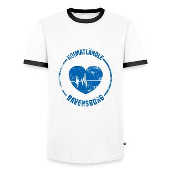 Hoimatländle Ravensburg Schwaben Heimatstadt - Männer Kontrast-T-Shirt - Weiß/Schwarz - Vorne - AI Model Female 172 light (172cm) & AI Model Male 178 dark (178cm)