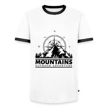 Mountains Outdoor Mountains Mountaineering Extreme Sports - Men's Ringer Shirt - white/black - Front - AI Model Female 172 light (172cm) & AI Model Male 178 dark (178cm)