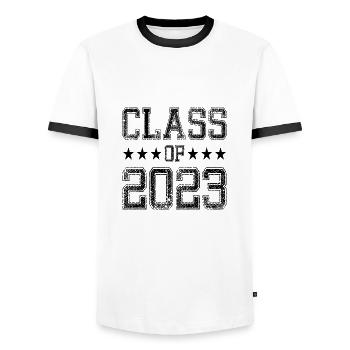 Klasse von 2023 Class of 2023 Schulabschluss - Männer Kontrast-T-Shirt - Weiß/Schwarz - Vorne - AI Model Female 172 light (172cm) & AI Model Male 178 dark (178cm)