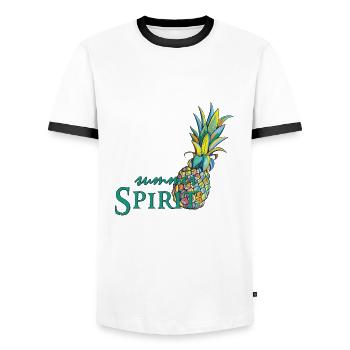 Pineapple Summer Spirit Summer Time - Men's Ringer Shirt - white/black - Front - AI Model Female 172 light (172cm) & AI Model Male 178 dark (178cm)