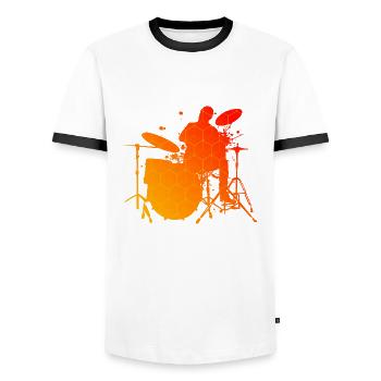 Batteur Batteur Drum Kit Femmes Hommes - T-shirt contrasté Homme - blanc/noir - Devant - AI Model Female 172 light (172cm) & AI Model Male 178 dark (178cm)