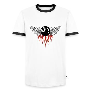 8 ball - Men's Ringer Shirt - white/black - Front - AI Model Female 172 light (172cm) & AI Model Male 178 dark (178cm)