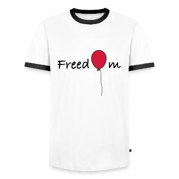 freedom - Men's Ringer Shirt - white/black - Front - AI Model Female 172 light (172cm) & AI Model Male 178 dark (178cm)