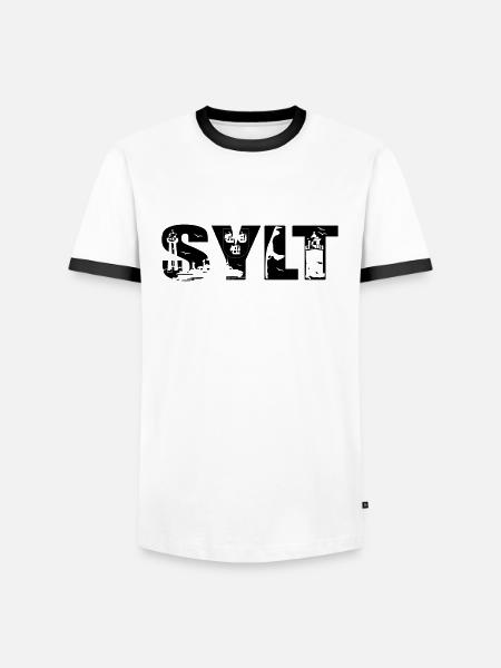 Sylt Skyline - Männer Kontrast-T-Shirt - Weiß/Schwarz