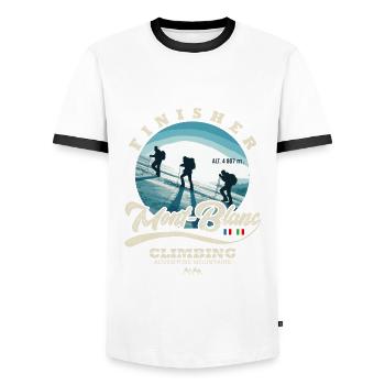 climbing finisher Mont Blanc - Men's Ringer Shirt - white/black - Front - AI Model Female 172 light (172cm) & AI Model Male 178 dark (178cm)