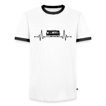 Camper Motorhome Trekking Frequency Pulse Gift - Men's Ringer Shirt - white/black - Front - AI Model Female 172 light (172cm) & AI Model Male 178 dark (178cm)