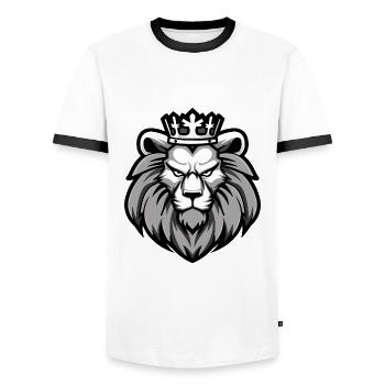 Löwe Krone - Männer Kontrast-T-Shirt - Weiß/Schwarz - Vorne - AI Model Female 172 light (172cm) & AI Model Male 178 dark (178cm)