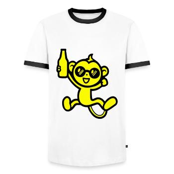 Monkey Party Beer Funny - Men's Ringer Shirt - white/black - Front - AI Model Female 172 light (172cm) & AI Model Male 178 dark (178cm)