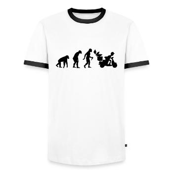 Pizza Delivery Man Evolution - Men's Ringer Shirt - white/black - Front - AI Model Female 172 light (172cm) & AI Model Male 178 dark (178cm)