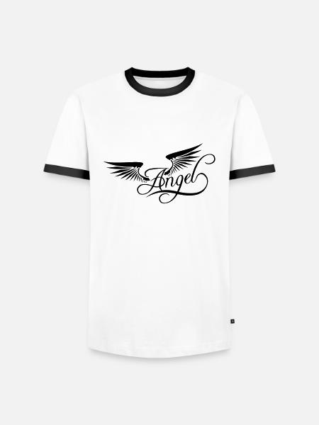 camicia angelo disegno del tatuaggio ala dire bugie angelo - Maglietta Contrast da uomo - bianco/nero