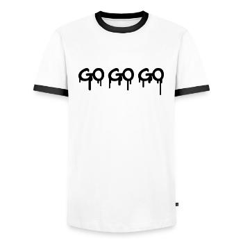 Go Go Go Graffiti - Men's Ringer Shirt - white/black - Front - AI Model Female 172 light (172cm) & AI Model Male 178 dark (178cm)