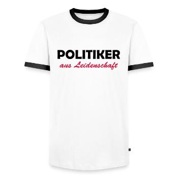 politiker aus leidenschaft - T-shirt contrasté Homme - blanc/noir - Devant - AI Model Female 172 light (172cm) & AI Model Male 178 dark (178cm)