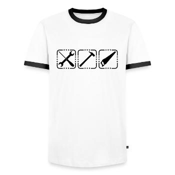 Craftsman Tools Logo Design - Männer Kontrast-T-Shirt - Weiß/Schwarz - Vorne - AI Model Female 172 light (172cm) & AI Model Male 178 dark (178cm)
