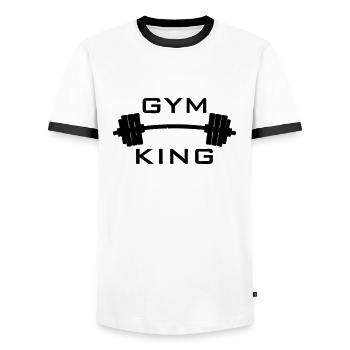 roi de gym - T-shirt contrasté Homme - blanc/noir - Devant - AI Model Female 172 light (172cm) & AI Model Male 178 dark (178cm)