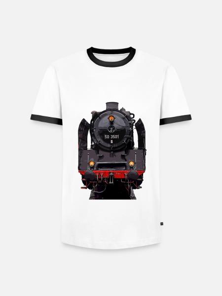 Locomotive à vapeur 50 3501 - T-shirt contrasté Homme - blanc/noir