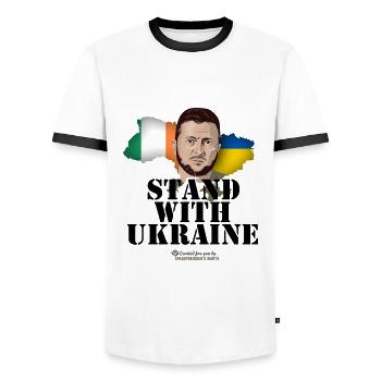 Ukraine Ireland - Men's Ringer Shirt - white/black - Front - AI Model Female 172 light (172cm) & AI Model Male 178 dark (178cm)