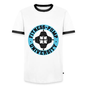 Fitness Pump University - Gym Motivation - Männer Kontrast-T-Shirt - Weiß/Schwarz - Vorne - AI Model Female 172 light (172cm) & AI Model Male 178 dark (178cm)