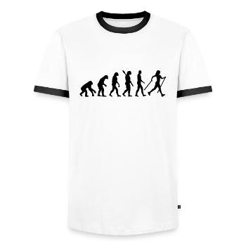 Evolution Nordic Walking - Männer Kontrast-T-Shirt - Weiß/Schwarz - Vorne - AI Model Female 172 light (172cm) & AI Model Male 178 dark (178cm)
