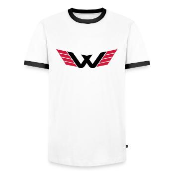 W Logo - T-shirt contrasté Homme - blanc/noir - Devant - AI Model Female 172 light (172cm) & AI Model Male 178 dark (178cm)