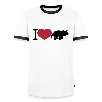 i love heart love triceratops horns silhouette bla - Men's Ringer Shirt - white/black - Front - AI Model Female 172 light (172cm) & AI Model Male 178 dark (178cm)