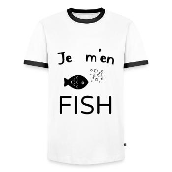 Je m' en fish humour jeu de mots cadeau drôle - T-shirt contrasté Homme - blanc/noir - Devant - AI Model Female 172 light (172cm) & AI Model Male 178 dark (178cm)