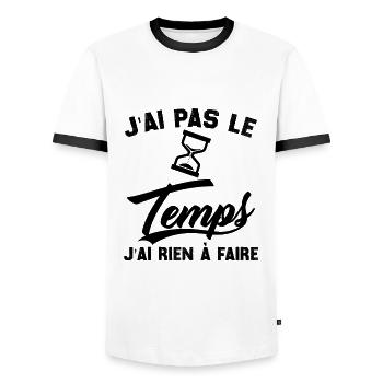 J’ai pas l’temps j’ai rien à faire - T-shirt contrasté Homme - blanc/noir - Devant - AI Model Female 172 light (172cm) & AI Model Male 178 dark (178cm)