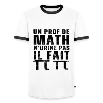 Un prof de math n' urine pas humour professeur - T-shirt contrasté Homme - blanc/noir - Devant - AI Model Female 172 light (172cm) & AI Model Male 178 dark (178cm)
