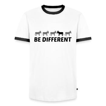 text anders be different esel pferd pony klein pac - Männer Kontrast-T-Shirt - Weiß/Schwarz - Vorne - AI Model Female 172 light (172cm) & AI Model Male 178 dark (178cm)