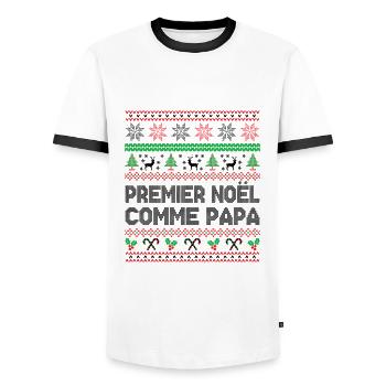 Premier Noël Comme Papa - T-shirt contrasté Homme - blanc/noir - Devant - AI Model Female 172 light (172cm) & AI Model Male 178 dark (178cm)