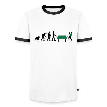 evolution_table_tennis_072012_a_2c - T-shirt contrasté Homme - blanc/noir - Devant - AI Model Female 172 light (172cm) & AI Model Male 178 dark (178cm)