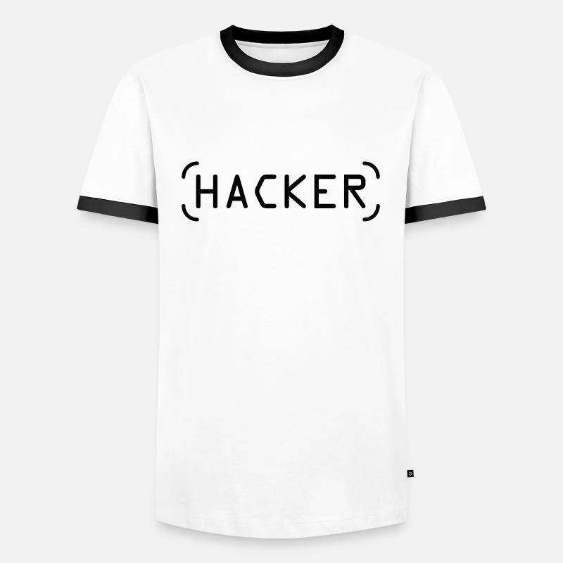 Hacker - Männer Kontrast-T-Shirt - Weiß/Schwarz