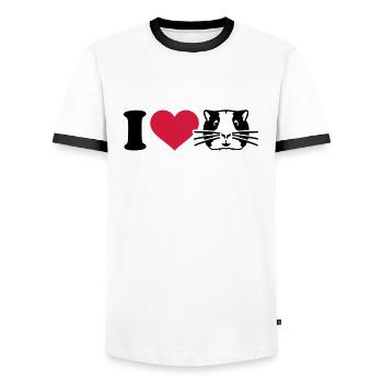 I love Cochon d'Inde - T-shirt contrasté Homme - blanc/noir - Devant - AI Model Female 172 light (172cm) & AI Model Male 178 dark (178cm)
